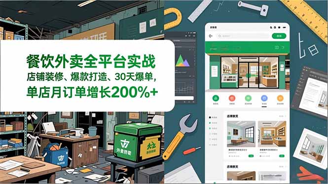 餐饮外卖全平台实战,店铺装修、爆款打造、30天爆单,手把手教学,单店月订单增长200%+-云阁资源网