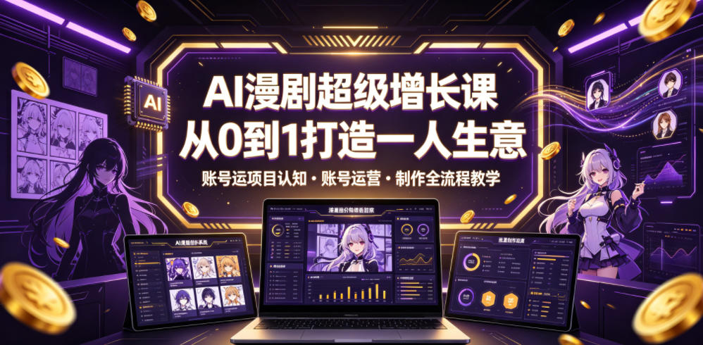 AI漫剧超级增长课,从0到1打造一人生意,项目认知・账号运营・制作全流程教学-云阁资源网