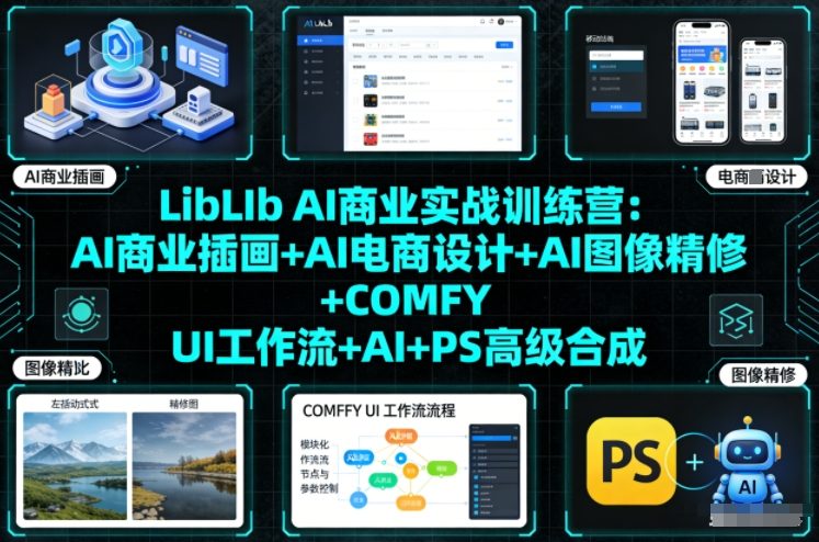 LibLIb AI商业实战训练营:AI商业插画+AI电商设计+AI图像精修+COMFY UI工作流+AI+PS高级合成-云阁资源网