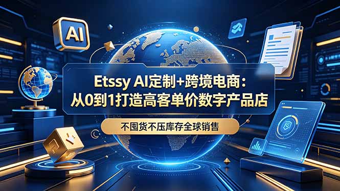 Etsy AI定制+跨境电商:从0到1打造高客单价数字产品店,不囤货不压库存全球销售-云阁资源网