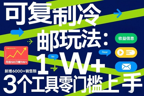 可复制冷邮件玩法:月投50刀賺1W+,新增6000+销售额,3个工具零门槛上手-云阁资源网